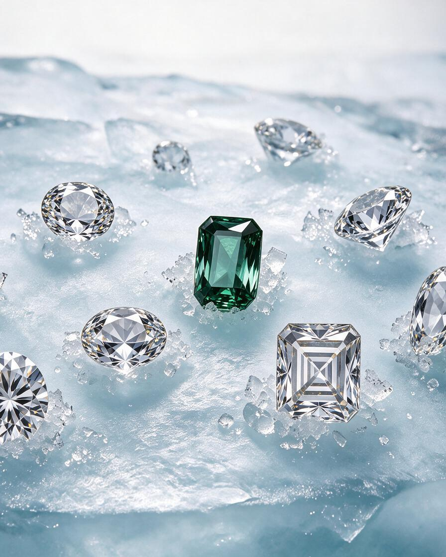 Pear, marquise and oval diamond shapes displayed on skin